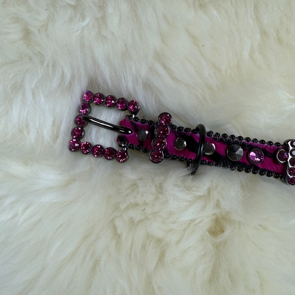 NWOT - Hot Pink and Black b.b. Simon Cross Motif Swarovski Crystal Dog Collar XL - Picture 6 of 12
